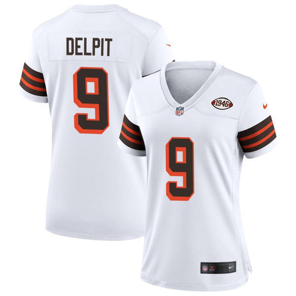 Womens Cleveland Browns #9 Grant Delpit Nike White 1946 Collection 75th Anniversary Jersey