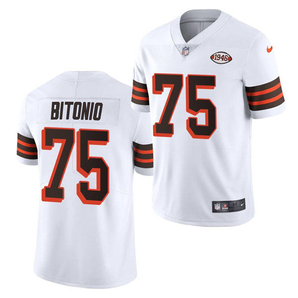Youth Cleveland Browns #75 Joel Bitonio Nike White 1946 Collection 75th Anniversary Jersey