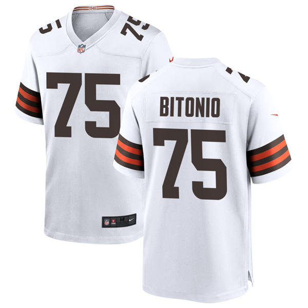 Youth Cleveland Browns #75 Joel Bitonio Nike White Away Vapor Limited Jersey