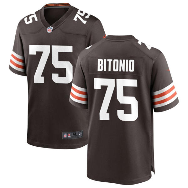 Mens Cleveland Browns #75 Joel Bitonio Nike Brown Home Vapor Limited Jersey