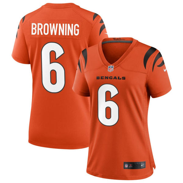Women's Cincinnati Bengals #6 Jake Browning Orange Alternate Vapor Limited Player Jersey