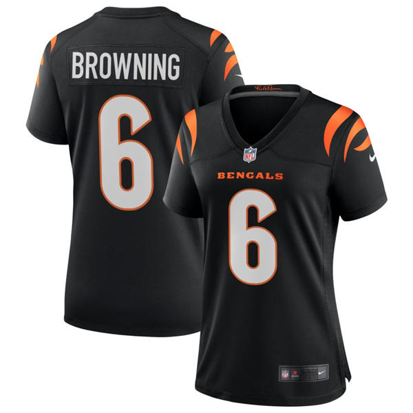 Women's Cincinnati Bengals #6 Jake Browning Black Team Color Vapor Limited Player Jersey