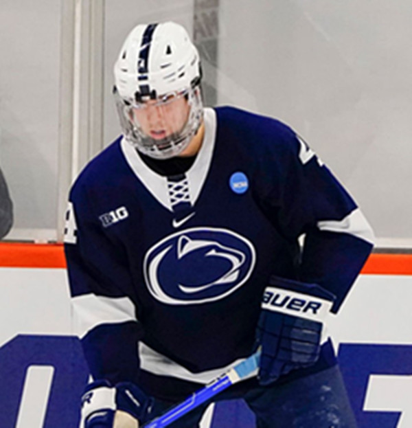 Mens Youth Penn State Nittany Lions #4 Simon Mack Navy Classic College Hockey Game Jersey