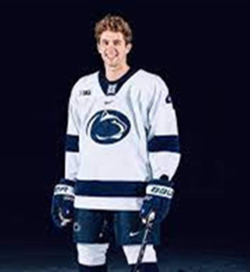 Mens Youth Penn State Nittany Lions #4 Simon Mack 2025 White College Hockey Game Jersey