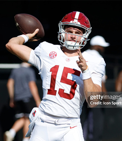 Youth Alabama Crimson Tide #15 Ty Simpson White College Football Game Jersey