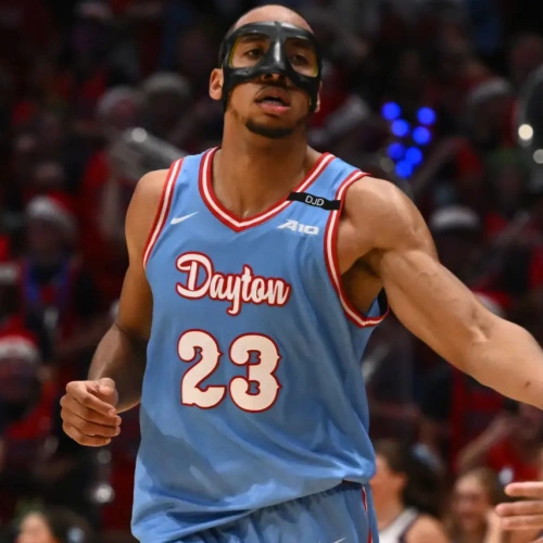 Mens Youth Dayton Flyers #23 Zed Key College Basketball Game Jersey Chapel Blue