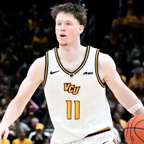 Mens Youth VCU Rams #11 Max Shulga College Basketball Game Jersey White Gold