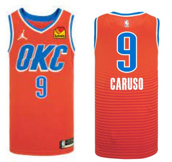 Mens Oklahoma City Thunder #9 Alex Caruso Orange Statement Edition Jersey