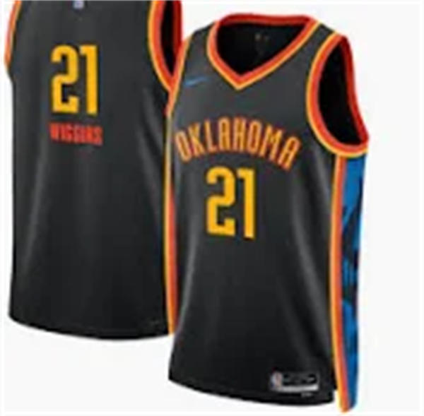 Mens Oklahoma City Thunder #21 Aaron Wiggins Black 2024-25 City Edition Jersey