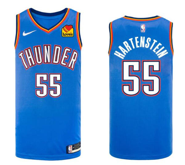 Mens Oklahoma City Thunder #55 Isaiah Hartenstein Blue Icon Edition Jersey