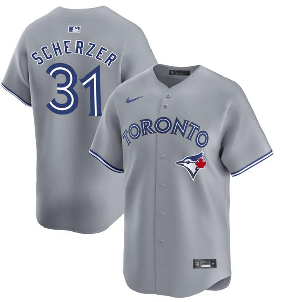 Mens Toronto Blue Jays #31 Max Scherzer Nike Gray Road Limited Player Jersey