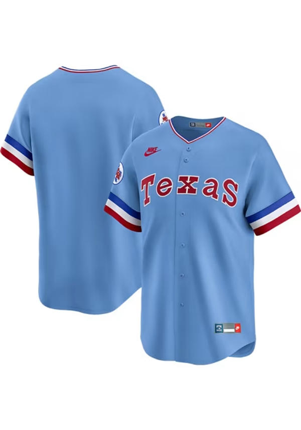 Mens Youth Texas Rangers Custom Nike Light Blue Retro Cooperstown Collection Jersey