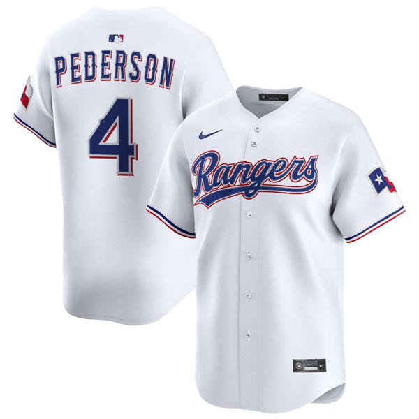 Mens Texas Rangers #4 Joc Pederson Nike White Home Limited Jersey
