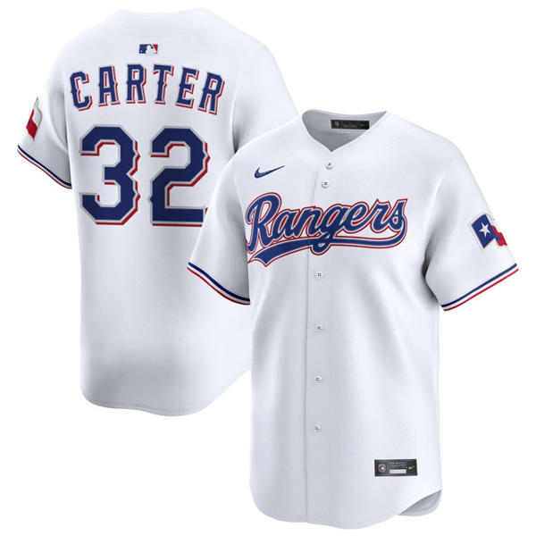 Mens Texas Rangers #32 Evan Carter Nike White Home Limited Jersey