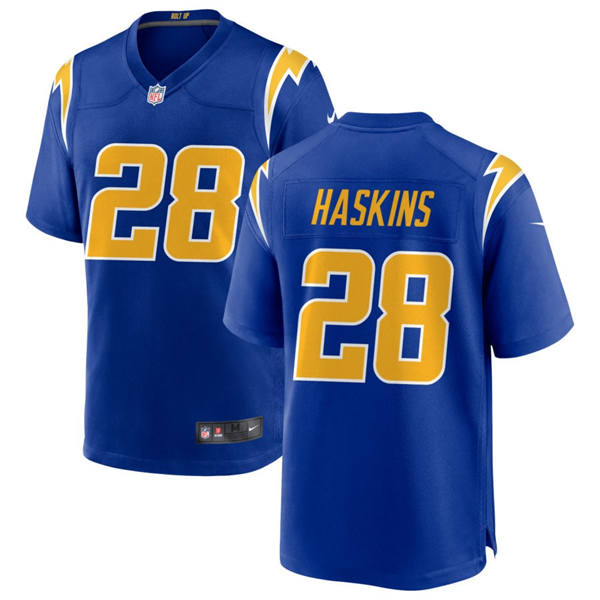 Men's Los Angeles Chargers #28 Hassan Haskins Nike Royal Gold 2nd Alternate Vapor Limited Jersey