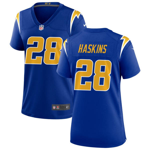 Women's Los Angeles Chargers #28 Hassan Haskins Royal Gold 2nd Alternate Limited Jersey