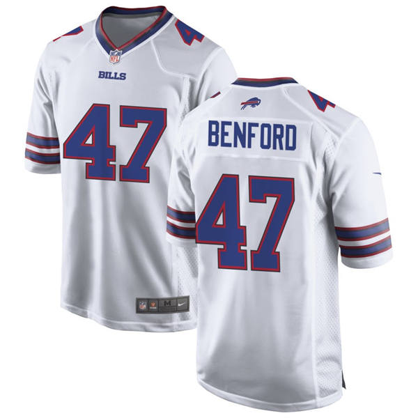 Mens Buffalo Bills #47 Christian Benford Nike White Vapor F.U.S.E. Limited Jersey