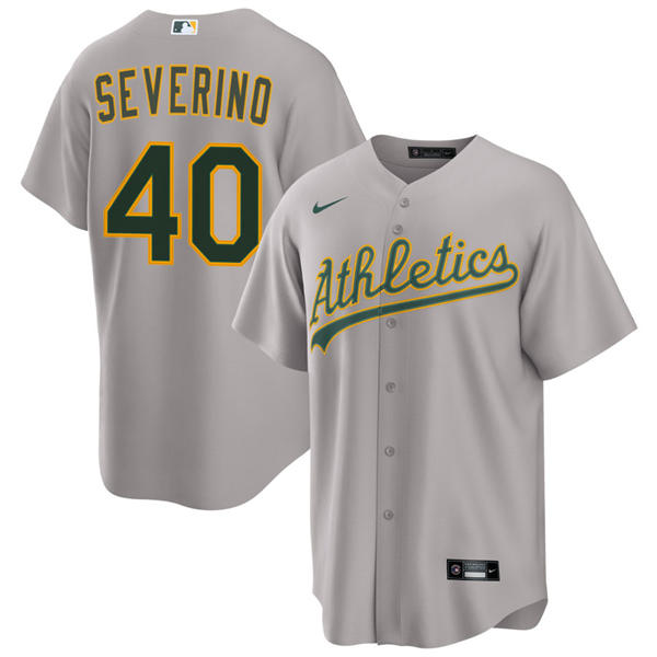 Men's Athletics #40 Luis Severino Nike 2025 Gray Road Limited Jersey
