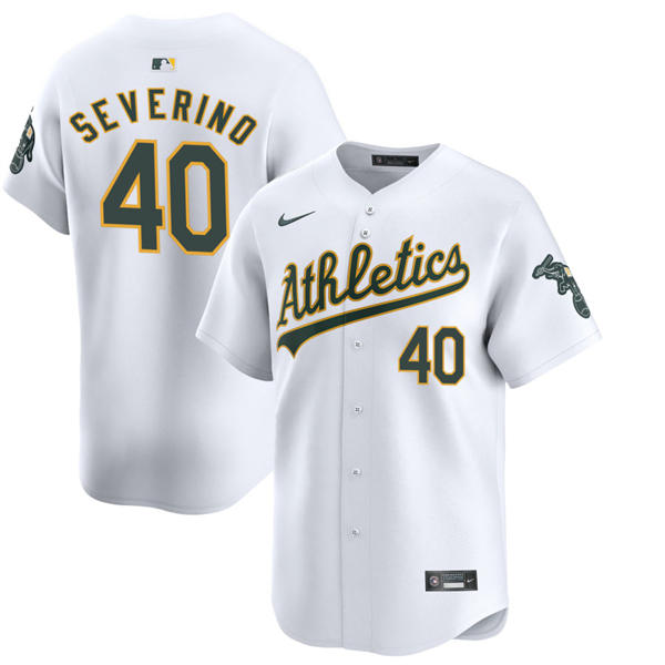 Men's Athletics #40 Luis Severino Nike 2025 White Home Limited Jersey