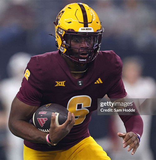 Mens Youth Arizona State Sun Devils #6 Jeff Sims 2024 Maroon College Football Game Jersey