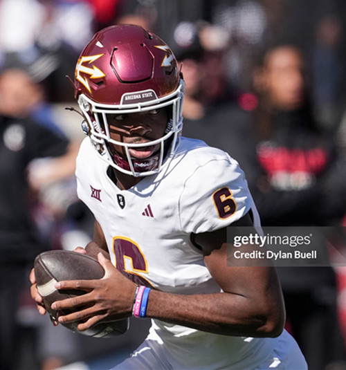 Mens Youth Arizona State Sun Devils #6 Jeff Sims 2024 White College Football Game Jersey