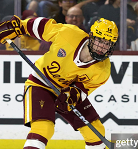 Mens Youth Arizona State Sun Devils #14 Ty Jackson 2025 Gold College Hockey Game Jersey