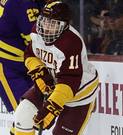Mens Youth Arizona State Sun Devils #11 Benji Eckerle White With Maroon Shoulder College Hockey Game Jersey
