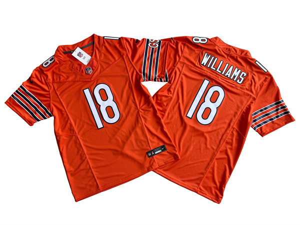 Youth Chicago Bears #18 Caleb Williams Nike Orange Vapor F.U.S.E. Limited Jersey