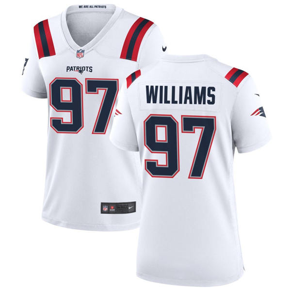 Womens New England Patriots #97 Milton Williams Nike White Limited Jersey