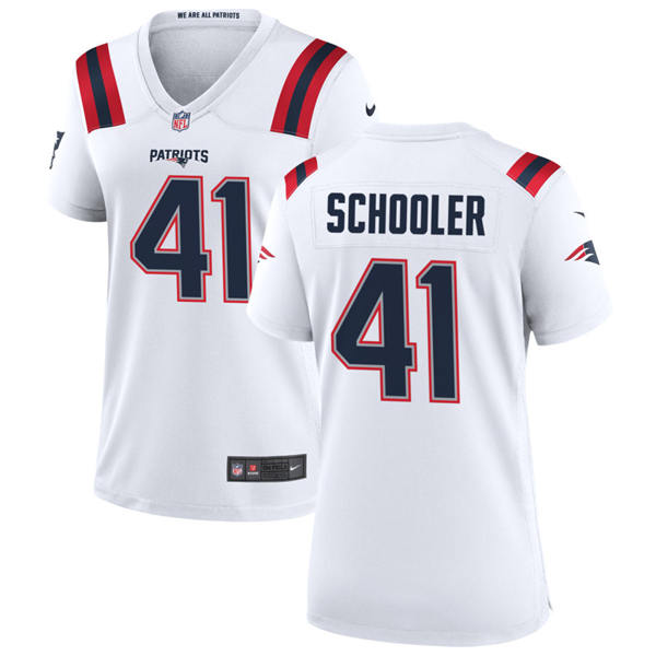 Womens New England Patriots #41 Brenden Schooler Nike White Limited Jersey