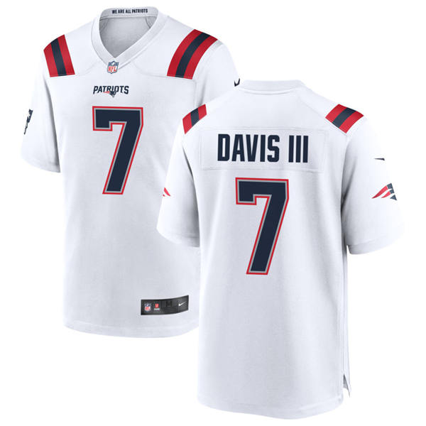 Youth New England Patriots #7 Carlton Davis III Nike White Limited Jersey