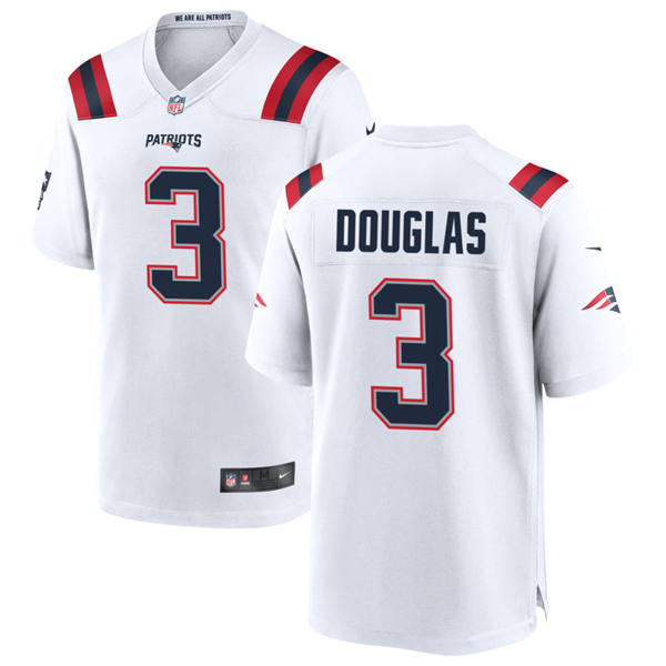 Mens New England Patriots #3 Demario Douglas Nike White Vapor F.U.S.E. Limited Jersey