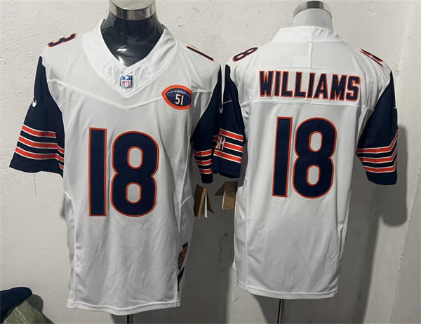 Mens Chicago Bears #18 Caleb Williams White Navy Gratitude F.U.S.E. Limited Jersey
