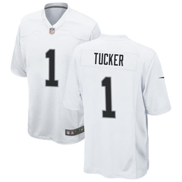 Youth Las Vegas Raiders #1 Tre Tucker Nike White Limited Player Jersey