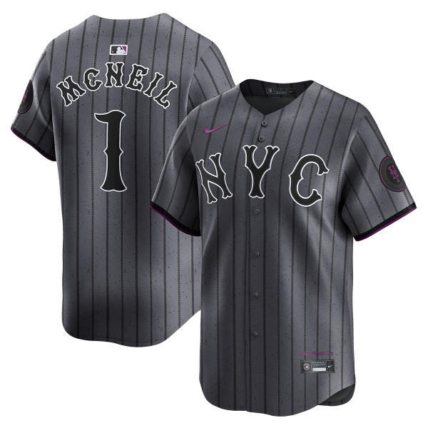 Mens New York Mets #1 Jeff McNeil Nike Graphite 2024 City Connect Limited Jersey