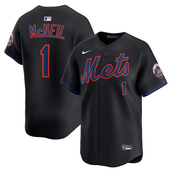 Mens New York Mets #1 Jeff McNeil Nike Black Alternate Limited Jersey