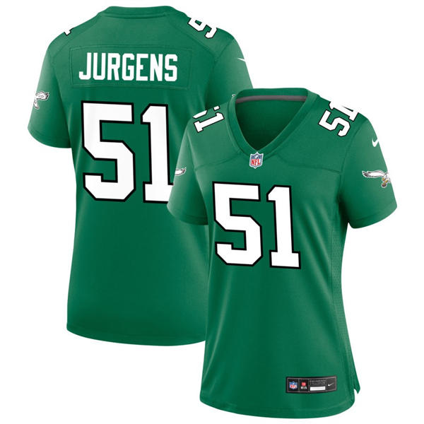 Womens Philadelphia Eagles #51 Cam Jurgens Nike Kelly Green Retro Limited Jersey