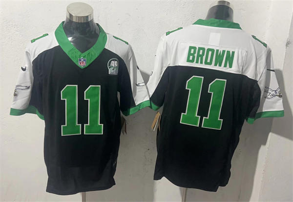 Mens Philadelphia Eagles #11 A. J. Brown Nike Black Retro F.U.S.E. Vapor Limited Jersey