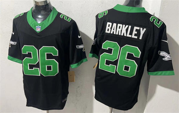 Mens Philadelphia Eagles #26 Saquon Barkley Nike Black Retro F.U.S.E. Vapor Limited Jersey