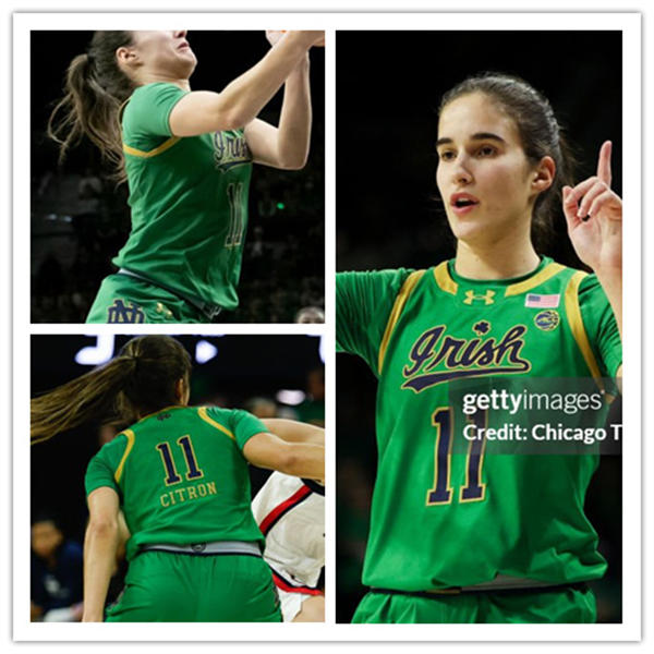 Unisex Notre Dame Fighting Irish #11 Sonia Citron Green Irish Womens basketball Game Jersey