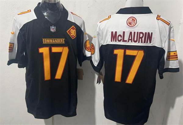 Mens Washington Commanders #17 Terry McLaurin Black White Gratitude F.U.S.E. Limited Jersey