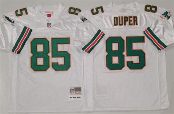 Men's Miami Dolphins #85 Mark Duper Mitchell & Ness 1984 White Throwback Jersey