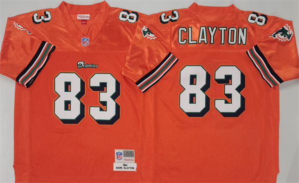 Men's Miami Dolphins #83 Mark Clayton Mitchell & Ness 1984 Orange Alternate Throwback Jersey