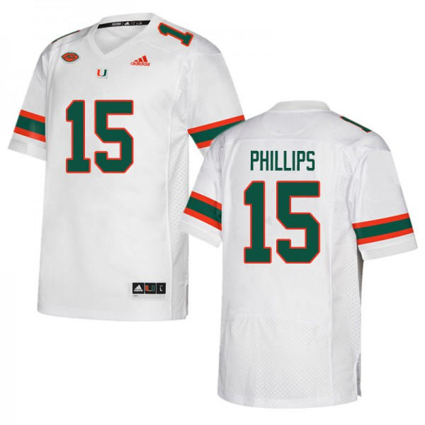 Mens Youth Miami Hurricanes #15 Jaelan Phillips 2020 White Football Game Jersey