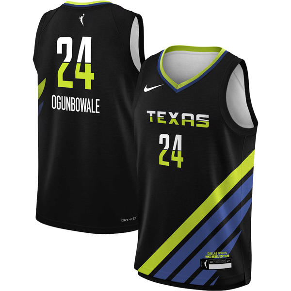 Unisex Dallas Wings #24 Arike Ogunbowale Nike 2025 Black Rebel Edition Victory Player Jersey