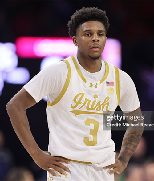 Notre Dame Fighting Irish #3 Markus Burton White Gold Irish College Basketball Game Jersey