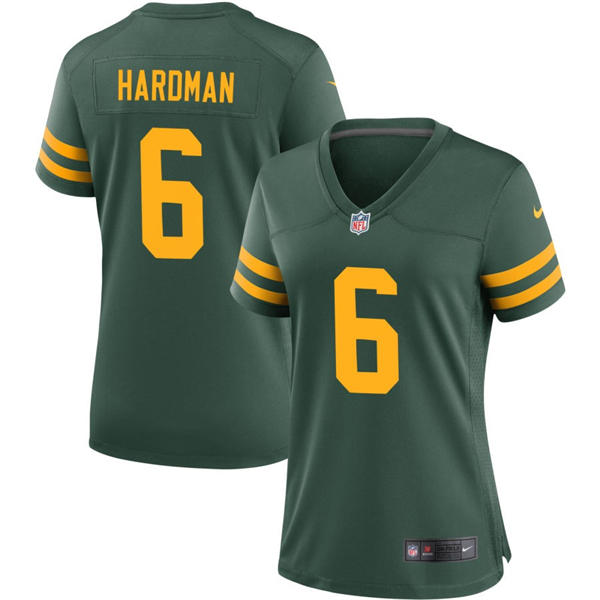 Womens Green Bay Packers #6 Mecole Hardman Nike Green Alternate Retro 1950s Throwback Jersey