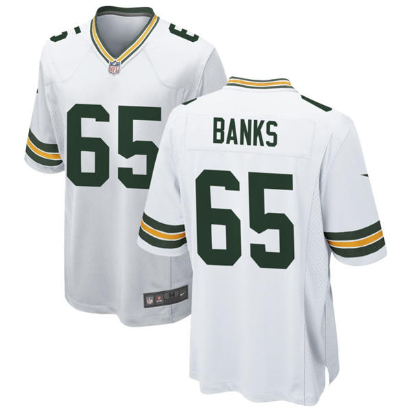 Youth Green Bay Packers #65 Aaron Banks Nike White Limited Jersey