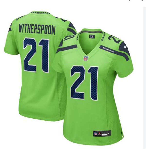 Womens Seattle Seahawks #21 Devon Witherspoon Nike Neon Green Limited Jersey