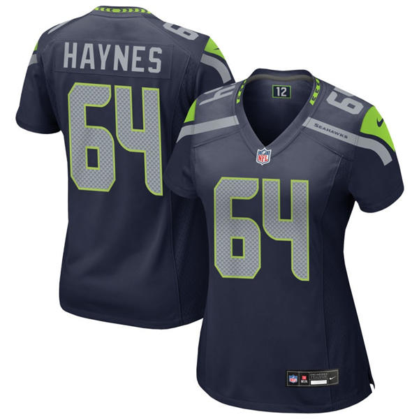 Women's Seattle Seahawks #64 Christian Haynes Nike Navy Limited Jersey